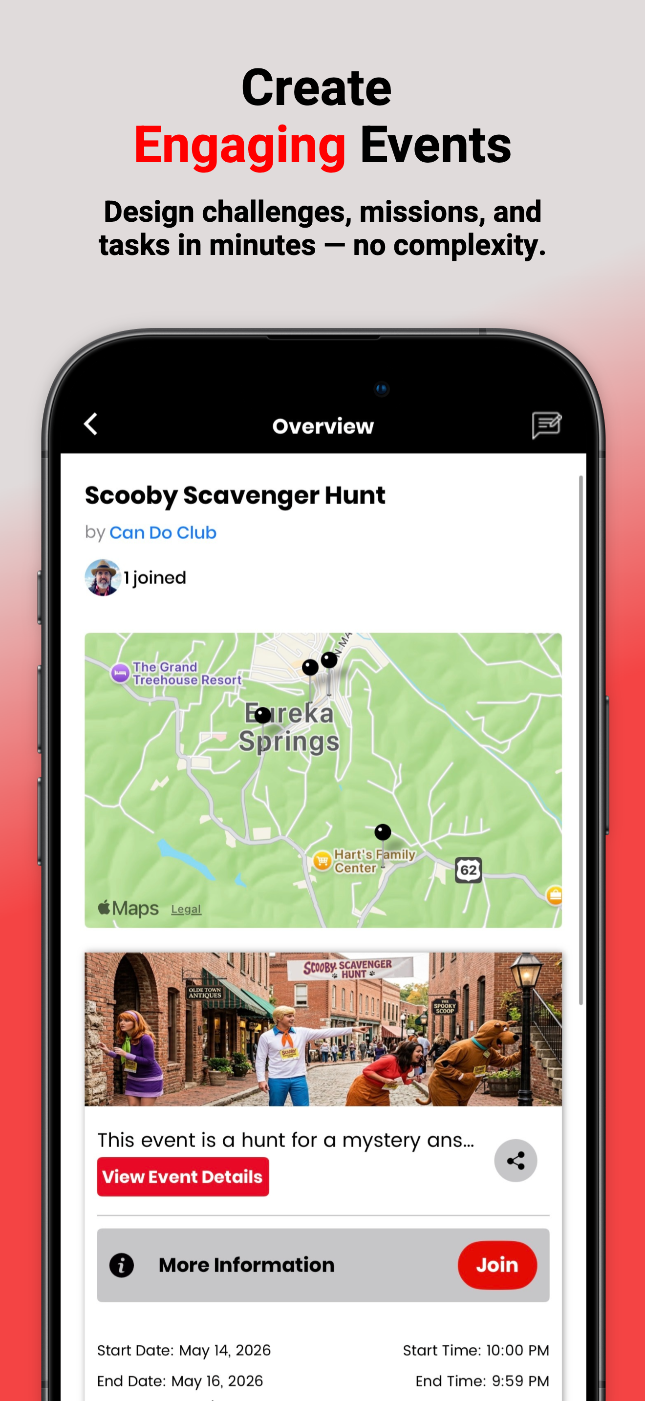 WayHopper participant event details in the app